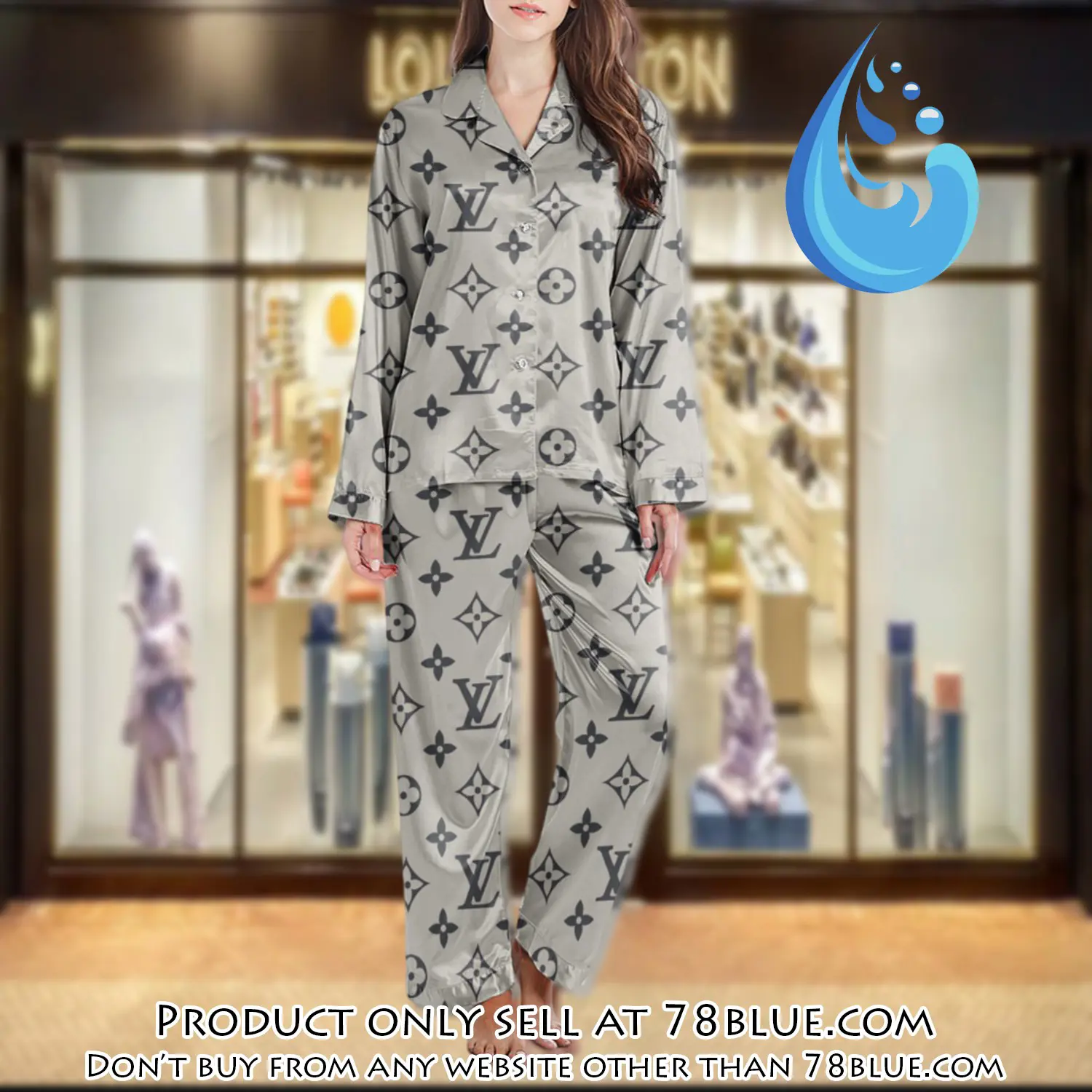 Lv monogram long satin pajama set pjs1018 78b2026944